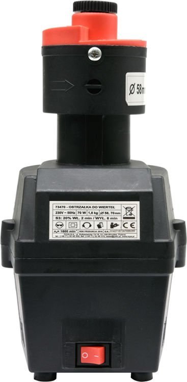 OSTRZAŁKA DO WIERTEŁ 3-16MM 70W, 2 PRZYSTAWKI I TARCZE OSTRZAŁKA DO WIERTEŁ 3-16MM 70W, 2 PRZYSTAWKI I TARCZE