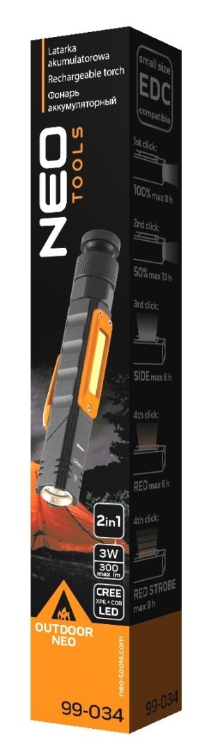 LATARKA AKUMULATORAWA USB 300 LM 2 W 1 CREE XPE + COB LED LATARKA AKUMULATORAWA USB 300 LM 2 W 1 CREE XPE + COB LED