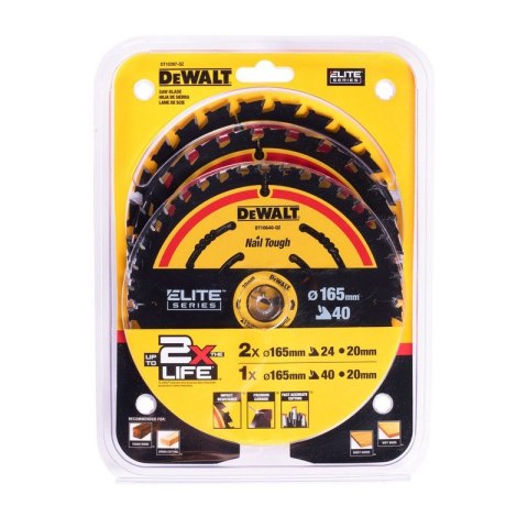PIŁA TARCZOWA DO DREWNA ELITE 2*165MM 24Z + 165MM 40Z 3-PAK PIŁA TARCZOWA DO DREWNA ELITE 2*165MM 24Z + 165MM 40Z 3-PAK